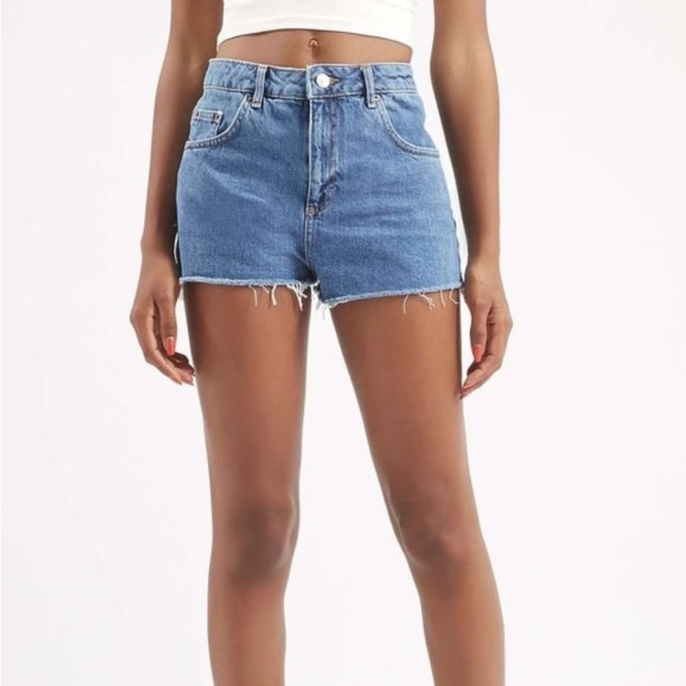2/$20 - Top Shop Moto High Rise Medium Wash Blue Jean Shorts - Mom Style - 6